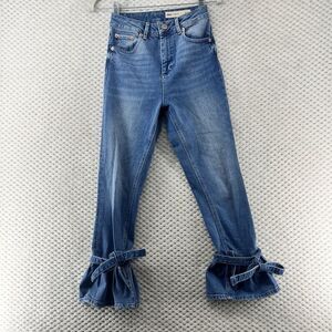 ASOS Denim Womens 24/30 Farleigh High Waist Slim Mom Jeans With Flared Frill Hem